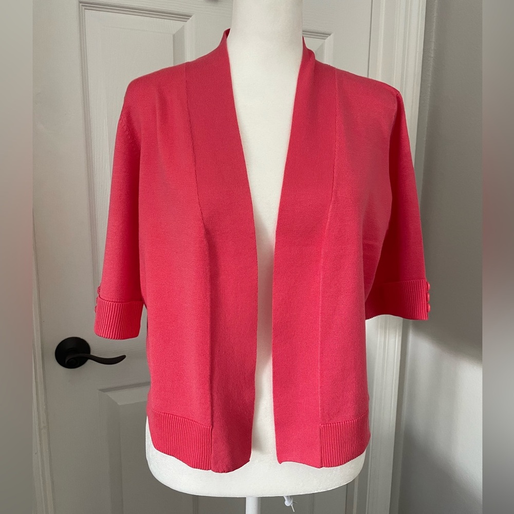 89th & Madison Coral Knit Cropped Cardigan, Size M